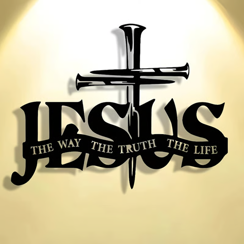 🔥Jesus & Cross The Way The Truth The Life Metal Wall Art