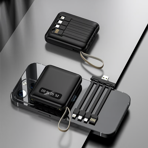 Fast Charging 20000mAh Mini Power Bank with Built-in Cables