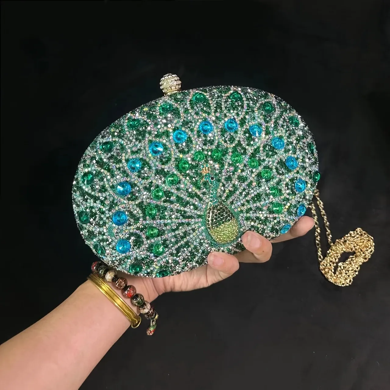 Rhinestone Clutch Purses for Women Evening Wedding Formal - Round Clasp Handbag - Rhinestone Bag