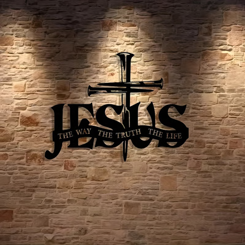 🔥Jesus & Cross The Way The Truth The Life Metal Wall Art