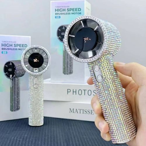 High Quality S5 Diamond-Studded Handheld High-Speed Fan Portable Wearable Fans with Adjustable Cooling Speed