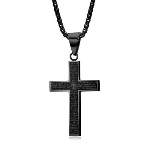 Cross Necklace for Men, Stainless Steel Pendant Chain Jewelry, Christmas Stocking Stuffers, Christian Baptism Birthday Gifts