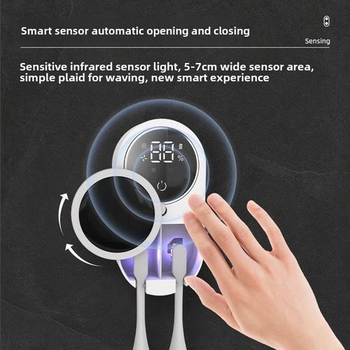 Portable Rechargeable UV Light Sterilizing Toothbrush Holder With Automatic Fan Dry Function