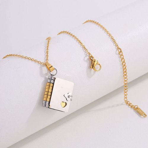 Titanium Steel Necklace,Engravable Book-Shaped Titanium Steel Necklace,Envelope-Shaped Necklace for Mother's Envelope Necklace,Scratch-Resistant Collarbone Necklace