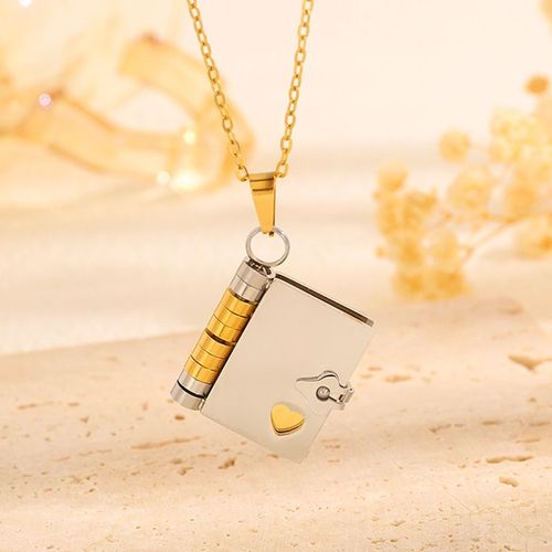 Titanium Steel Necklace,Engravable Book-Shaped Titanium Steel Necklace,Envelope-Shaped Necklace for Mother's Envelope Necklace,Scratch-Resistant Collarbone Necklace