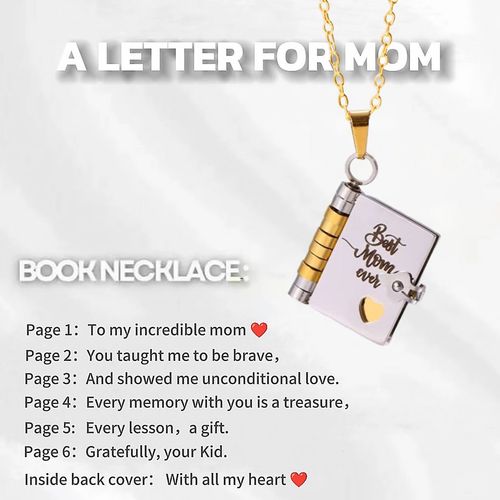 Titanium Steel Necklace,Engravable Book-Shaped Titanium Steel Necklace,Envelope-Shaped Necklace for Mother's Envelope Necklace,Scratch-Resistant Collarbone Necklace