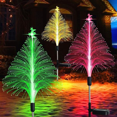 Solar LED ground light, fiber optic jellyfish Christmas tree