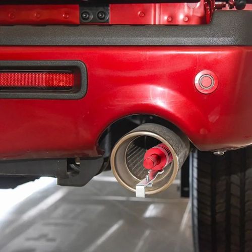 Turbo sound effect red aluminum alloy exhaust pipe muffler whistle, sporty style car accessory, universal fit.
