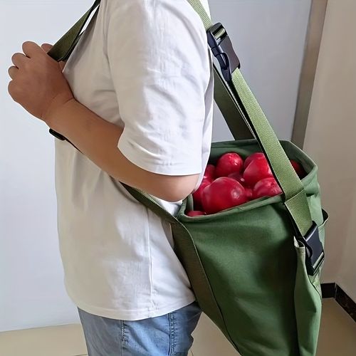 Garden picking apron with adjustable shoulder straps, large-capacity mushroom picking bag, fruit and vegetable picking bag, made of thickened Oxford cloth.