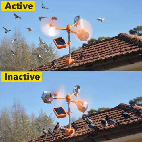 Bird repellent solar-powered large-capacity bird repelling device with 360-degree reflective wind-driven rotation.