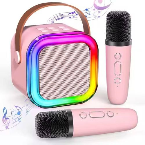 Wireless rechargeable portable mini with microphone and RGB lights, karaoke speaker