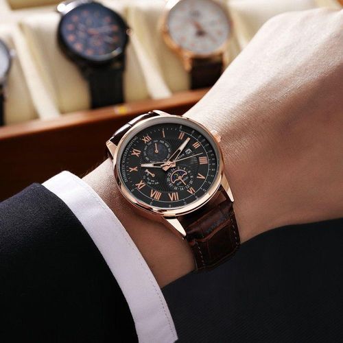 New stylish men's watch, leather strap, quartz movement, waterproof, luminous, date display, luxury sports watch for men.