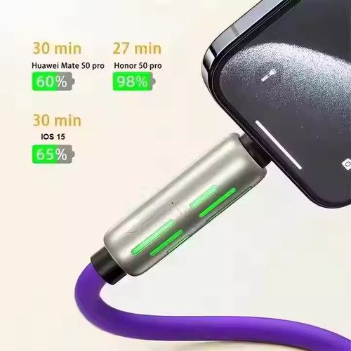 4-in-1 data cable with PD fast charging, two Type-C ports, suitable for charging Apple and Android phones.