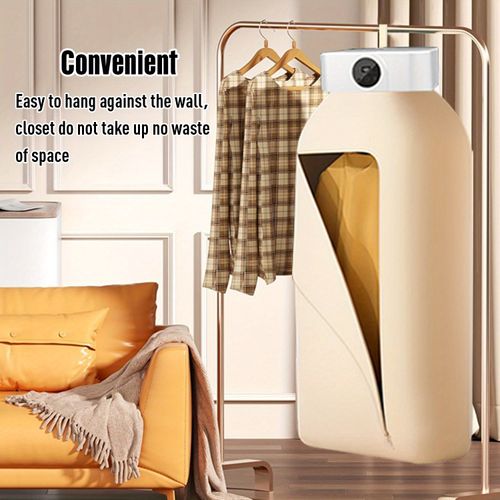 Portable clothes dryer, household hanging dryer, with display screen, 480 minute smart timer, 360° circulating hot air drying, equipped with drying cover, constant temperature system to prevent damage to clothes, and foldable.