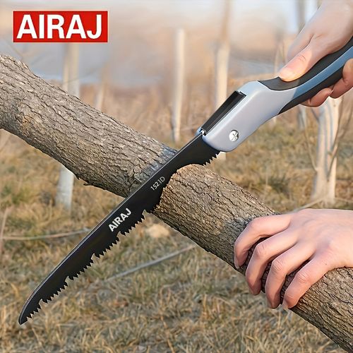 12-Inch Folding Saw, 7 TPI SK5 High-Carbon Steel Pruning Saw Sharp tri-ground teeth, chip-clearing grooves, secure folding lock and soft grip for tree trimming, yard cleanup and camping