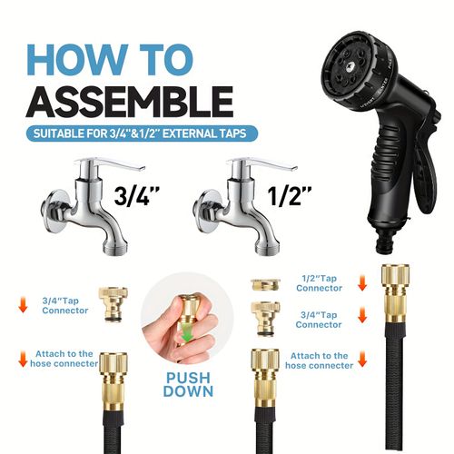 Extendable Garden Hose Set  Durable rubber, leak   proof, kink  free, lightweight outdoor flexible hose with 10 spray patterns, suitable for patios, farms, gardening, outdoor use, cars, and pet cleaning.