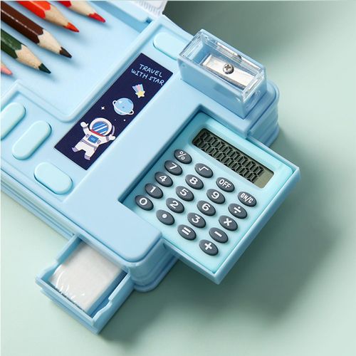 Pop Up Multifunction Pencil Case, Cute Cartoon Pen Box Organizer Stationery with Calculators, Sharpener, Schedule, School Supplies, Best Birthday Gifts for Kids Teens