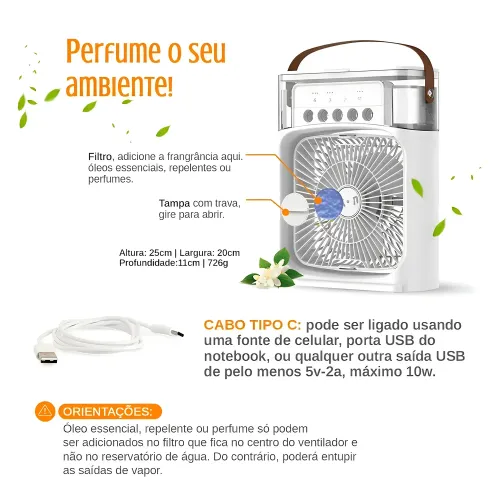 Mini Portable Air Conditioner with 3 Speeds, Cooling Mist, Personal Air Cooler, Cooling Fan, Evaporative Mini Air Conditioner