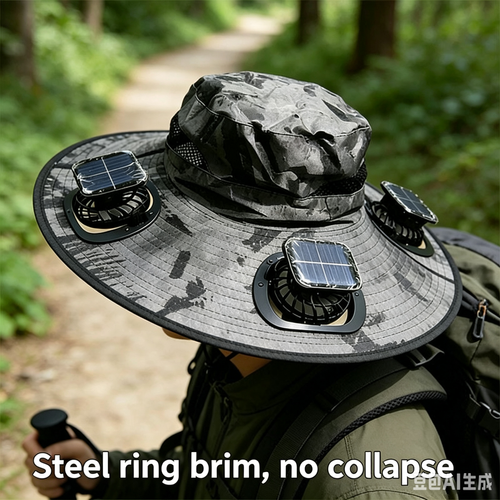 Hiking hat with 3 cooling fans, new dual use hat, supports USB and solar charging.