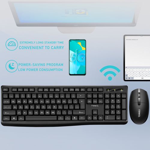 ROSEKEYSB Wireless Keyboard and Mouse Combo    Ergonomic Design with Silent Click, Suitable for Home Office PCs and Laptops