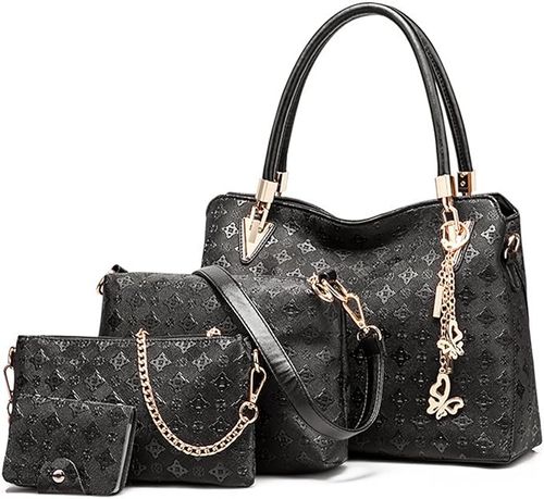 Pahajim Women Fashion Handbags set 4pcs PU Leather shoulder Bags Tote Bags Wallets Butterfly Chain Accessories