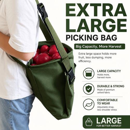 Garden picking apron with adjustable shoulder straps, large-capacity mushroom picking bag, fruit and vegetable picking bag, made of thickened Oxford cloth.