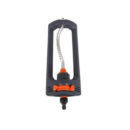 Lawn sprinkler, 19 hole brass nozzle oscillating sprinkler, suitable for lawns up to 3600 square feet, with concealed cleaning needles at the nozzle tip, gray.