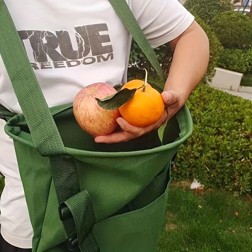 Garden picking apron with adjustable shoulder straps, large-capacity mushroom picking bag, fruit and vegetable picking bag, made of thickened Oxford cloth.
