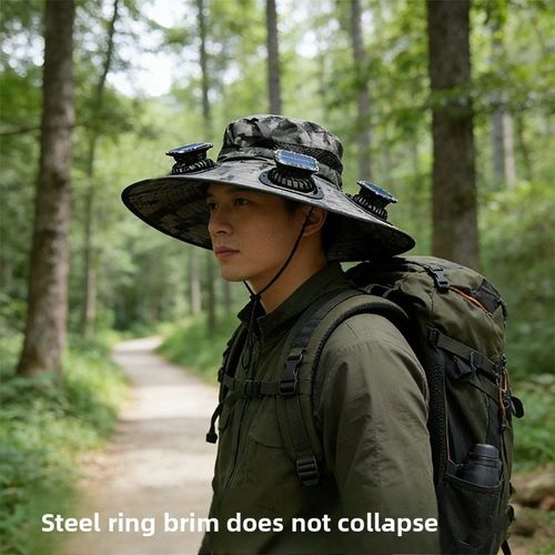 Hiking hat with 3 cooling fans, new dual use hat, supports USB and solar charging.