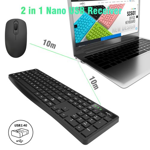 ROSEKEYSB Wireless Keyboard and Mouse Combo    Ergonomic Design with Silent Click, Suitable for Home Office PCs and Laptops