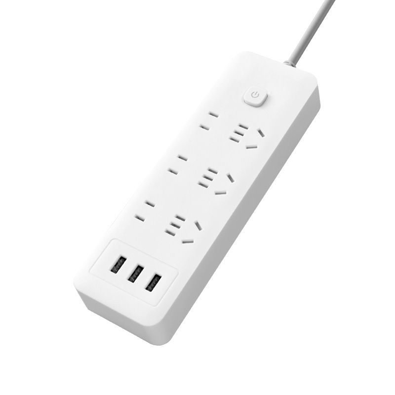 Smart power strip with long cord, multiple outlets, USB ports, suitable for home and office use, multi-functional power strip.