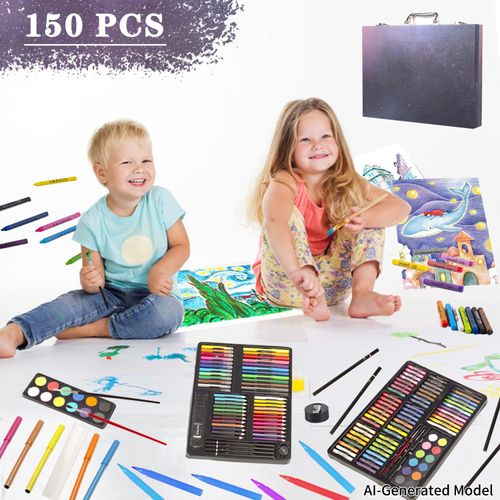 KINSPORY 150PC Art Set with Sketch Book, Coloring Art Kit Drawing Art Supplies Case, Markers Crayon Colour Pencils for