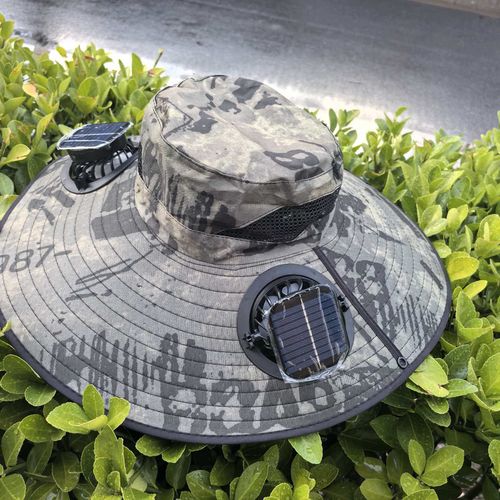 Hiking hat with 3 cooling fans, new dual use hat, supports USB and solar charging.