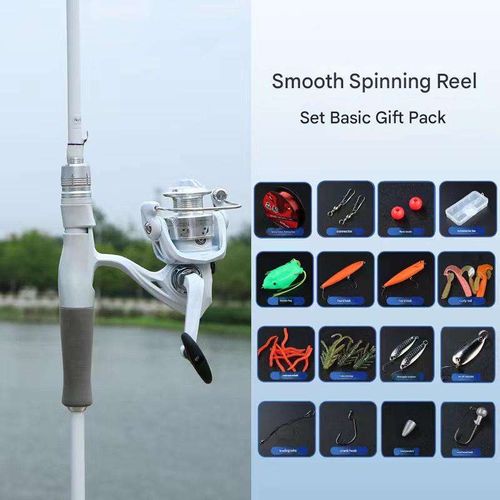 New nylon spinning fishing rod and reel combo set - complete kit