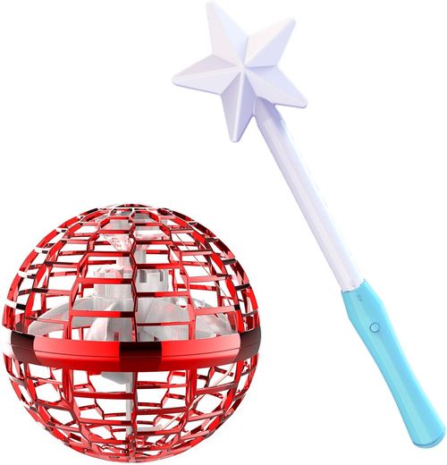 Magic flying ball with light, UFO manual mini drone, suitable for children aged 8-13, Galaxy fingertip gyro spinning ball, Christmas and birthday gift,