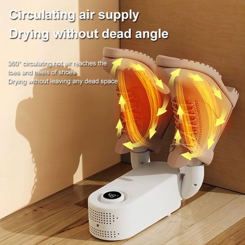 Smart timed shoe dryer, household constant temperature portable foldable dual use warm air dryer and shoe dryer