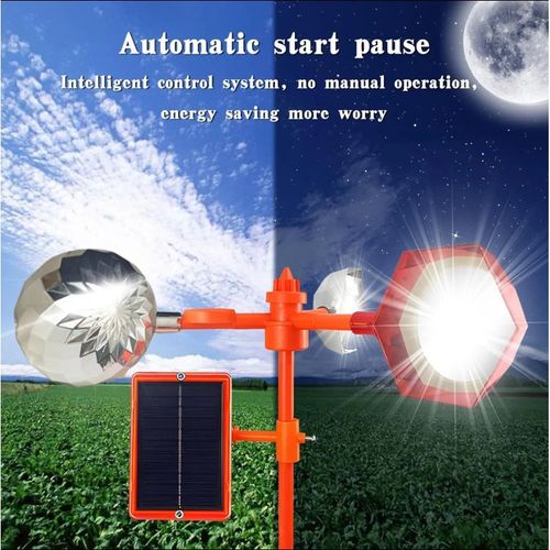 Bird repellent solar-powered large-capacity bird repelling device with 360-degree reflective wind-driven rotation.