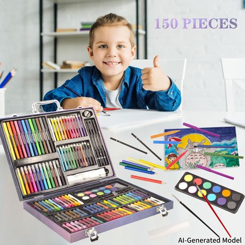 KINSPORY 150PC Art Set with Sketch Book, Coloring Art Kit Drawing Art Supplies Case, Markers Crayon Colour Pencils for