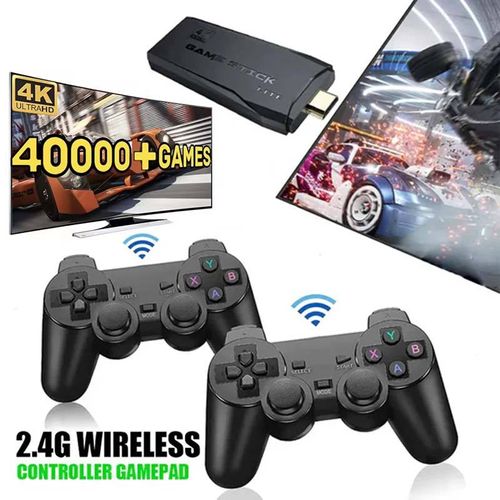 4K HD video game console, compatible with TVs, computers, and projectors, featuring over 20,000 retro games, 15 emulators included, and two 2.4G wireless controllers gamepads.