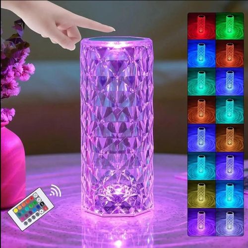 Portable home-use USB flash drive night light, colored acrylic crystal rose LED night light, table lamp with remote control.