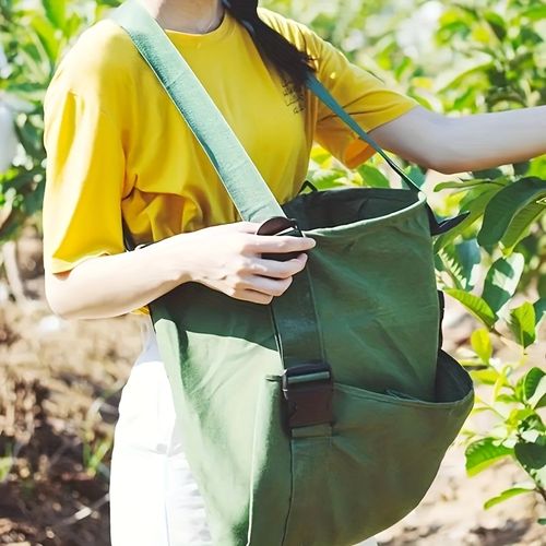 Garden picking apron with adjustable shoulder straps, large-capacity mushroom picking bag, fruit and vegetable picking bag, made of thickened Oxford cloth.