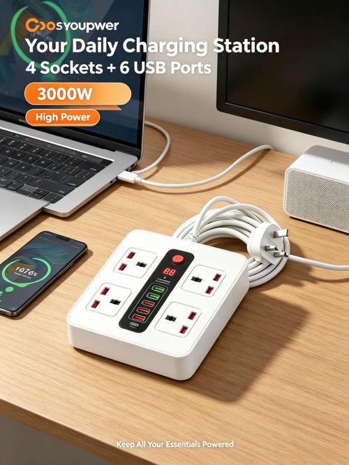 Universal socket with timed shut off, multi USB multi port power strip with wiring