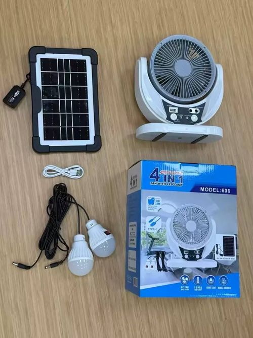 6 inch multi functional LED desk fan with USB AC DC power supply and rechargeable solar power.