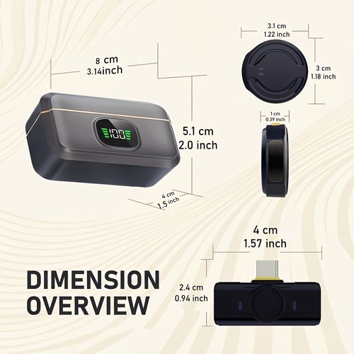 Magnetic Wireless Lavalier Microphone with 2 in  1 Charging Case, Intelligent Noise Cancellation, Suitable for Live Streaming