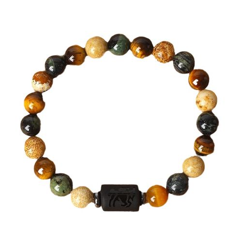Natural stone beaded tiger's eye picture stone bracelet, twelve constellation bracelet wholesale