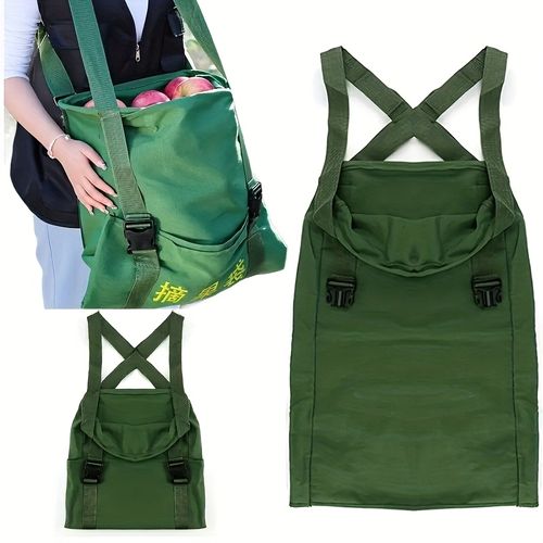 Garden picking apron with adjustable shoulder straps, large-capacity mushroom picking bag, fruit and vegetable picking bag, made of thickened Oxford cloth.