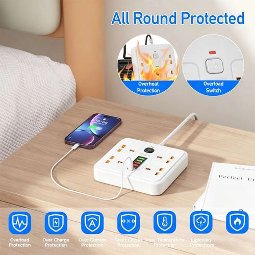 Universal socket with timed shut off, multi USB multi port power strip with wiring
