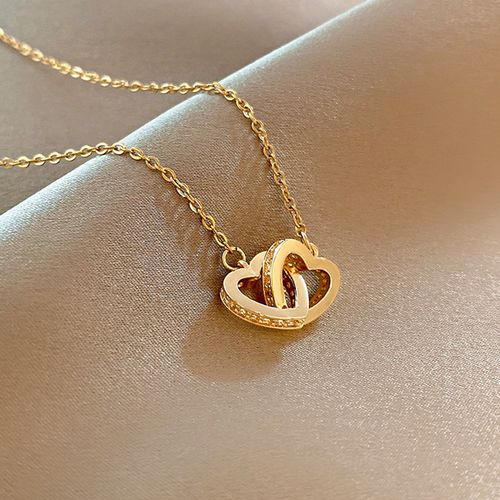 Double Loop Heart Necklace - Dainty Romantic Jewelry for Women