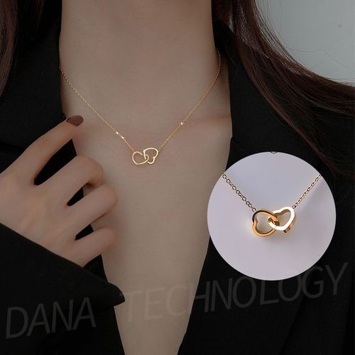 Double Loop Heart Necklace - Dainty Romantic Jewelry for Women