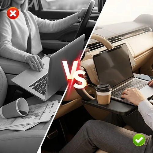 2-in-1 Car Steering Wheel Desk & Seat Gap Organizer Tray